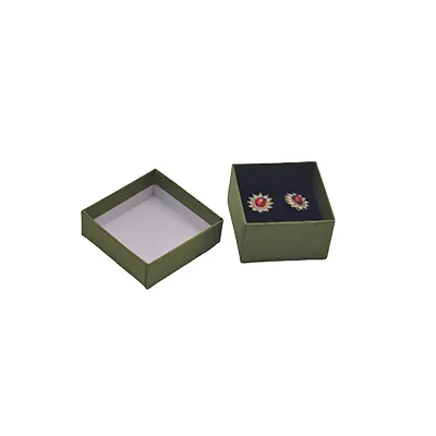 Écrin bijoux papier 7,5x7,5x3,5cm vert olive - boîte bijoux - Écrins à bijoux, Coffrets à bijoux-1